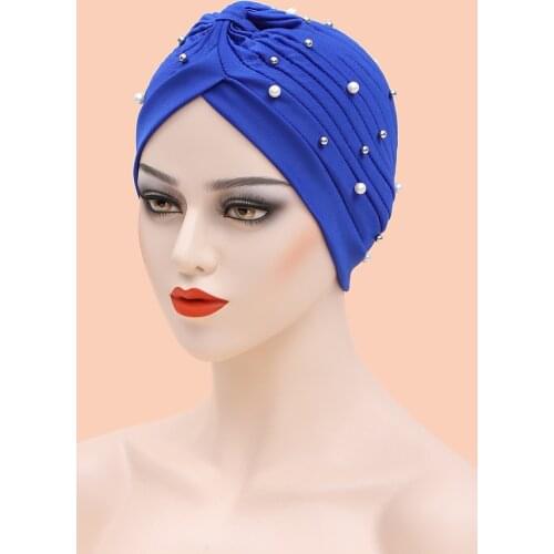 Beading India Hat Stretchy Womens Turban Cap Female Bonnets Muslim Head Wraps Islam Head Scarf Turban Femme Musulman