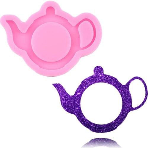 Shiny Teapot Silicone Mold Epoxy Resin Jewelry Making Necklace Keychain Molds Pendant Polymer Clay Craft Custom Keychains Moulds