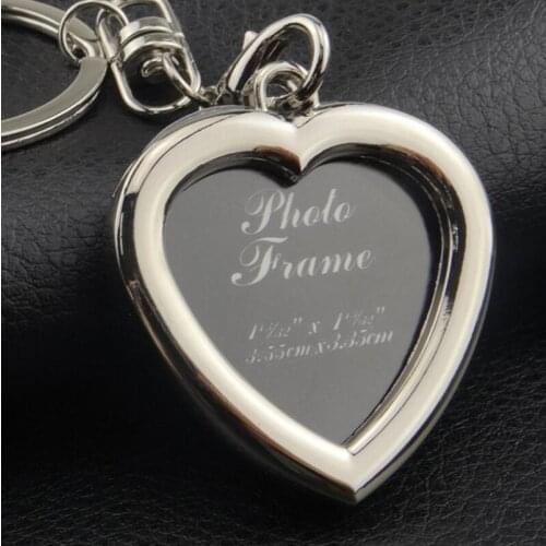 Wedding Souvenir Metal Photo Frame Keychain Heart Round Square Shape Keychain Apple Keyring LX2845