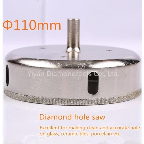 YIYAN glass tile ceramic hole driller 110mm large hole dia Diamond coated core drill bit hole saw