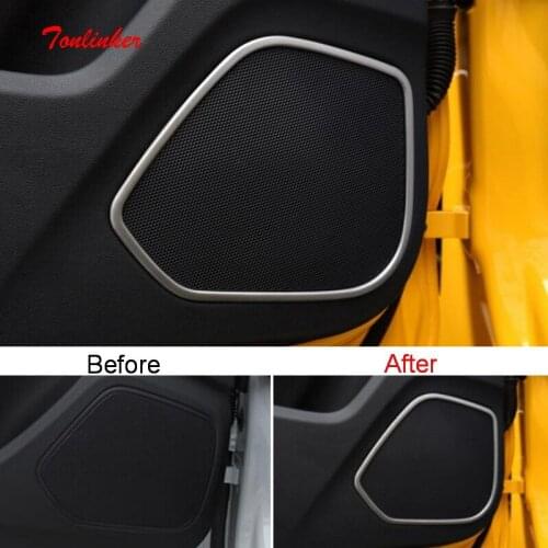 Tonlinker Cover case Stickers for AUDI Q3 2013-15 Car styling 4 PCS Stainless Steel Door speakers decoration Cover stickers