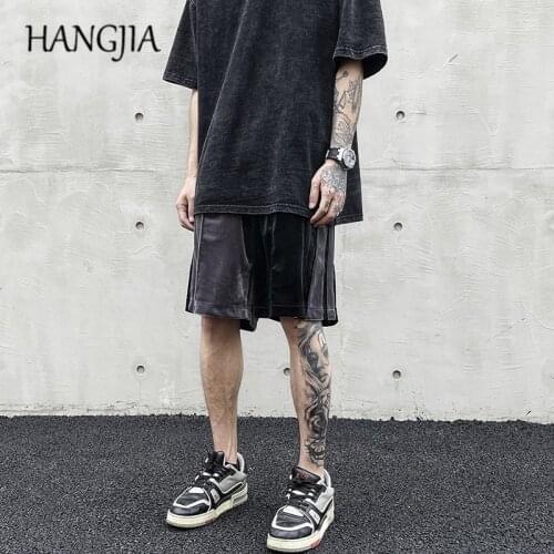 Streetwear Mens Striped Velour Sweat Short Hip Hop Patchwork Velvet Track Shorts Women Loose Casual Sweatpant Man Summer