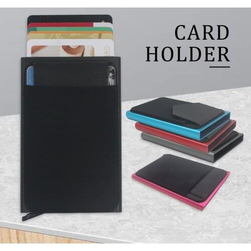 Pop Up Id RFID Card Male Wallet Mini Package Aluminum Metal Protective Gear Storage Bag Smart Wallet Multi-card slot function