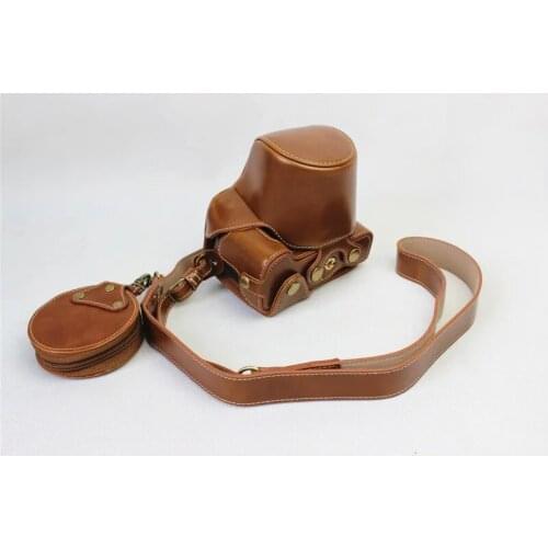 High-grade Retro Vintage PU Leather Camera Case Bag For canon eos m5 m50 15-45MM With Bottom Battery Opening