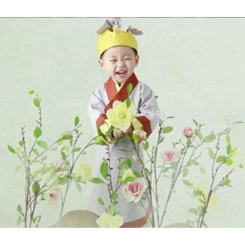 Xiao HuaJiang Little Gardener Ancient Chinese Kids Costume Little Boy Baby Infant 1 Year Old Birthday Photo Costume