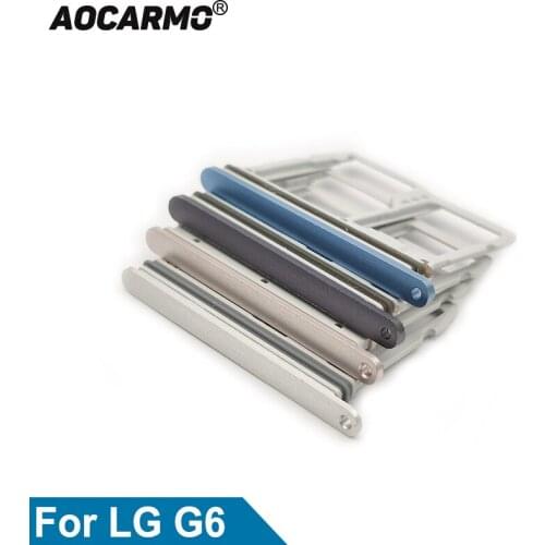 Aocarmo For LG G6 US997 VS988 MicroSD Memory Card Socket Nano Sim Card Tray Slot Replacement Part