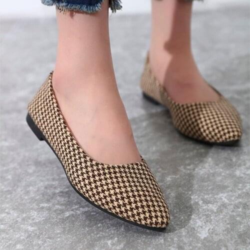 Womens Flats Shoes Summer Shallow Loafers Pointed Toe Gingham Autumn Female Shoes Candy Colors Ladies Casual Shoes Plus Size 43