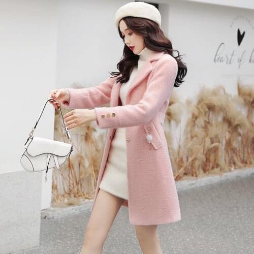 2021 Winter Women New Goldmink down Female Oversize Mid-length Thicken Leisure Woolen Coat Cloth Fashion Female Overcoat R894