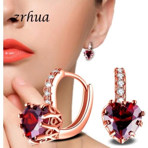 ZRHUA New Statement Silver Color Austrian Crystal Hoop Earring Birthday Gifts For Women Wedding Jewelry Accessories