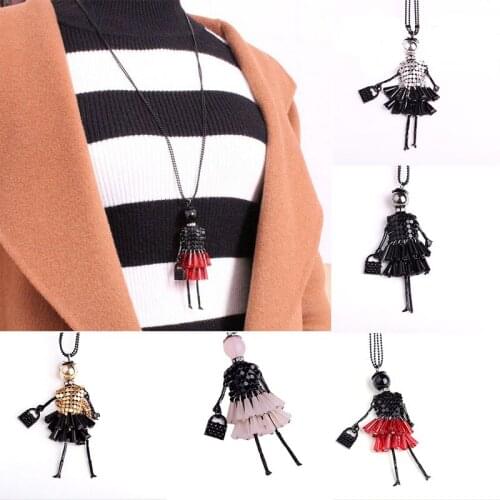 1 Piece Women Fashion Doll Pendant Necklaces Bead Dress Long Chain Handmade Necklace For Lover Gifts Jewelry QrhYK