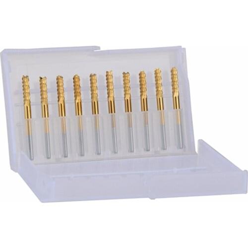 10pcs Titanium Coat Carbide 3.175x12mm PCB Carbide Tools, CNC Cutting Bits, Millinging Cutters