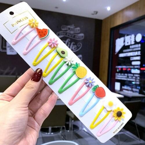 10pCS Candy Rainbow Barrettes Baby Girl Hair Clips Flower Fruit Hairpins Hair Clips Cartoon Hair Accessories