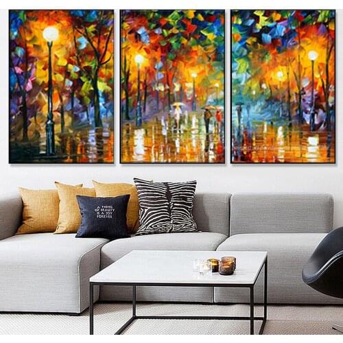 3 piece canvas art abstract paintings acrylic wall decor cheap Modern paintings palette knife painting living room decoration