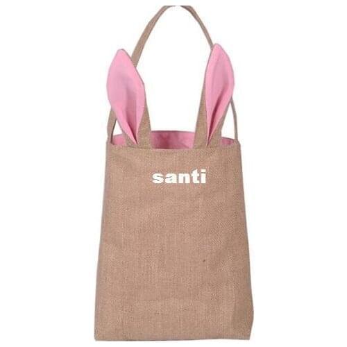 5 Colors Fine Design Easter Bunny Ears Handbag Jute Cloth Material Easter Gift Packing For Child Fine Festival Gift