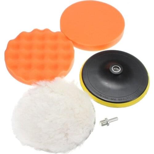 5inch 5Pcs/set Buffing Polishing Sponge Pad Backer Pad Kit 1 Suction Cup + 1 Wool Felt + 2 Orange Sponge Pads + Screws