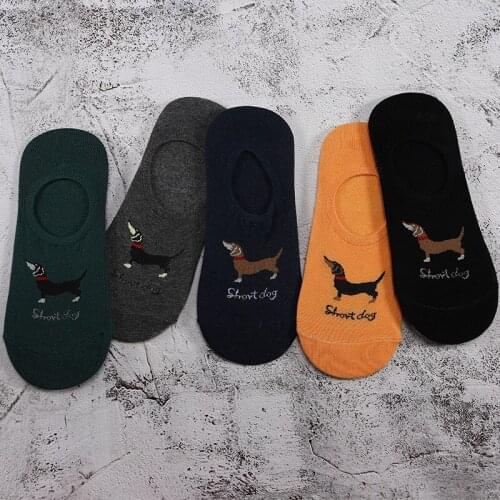 5 Pairs Women Ankle Socks Funny Cute Cartoon Dog Animals Ear Plush Boat Socks Womens Lady Girl Art Sock Meias Short Sox