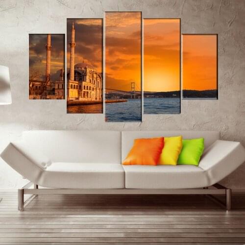 5 PCS Canvas Table Turkey Istanbul Ortakoy Mosque Sunset 133 X 75 CM