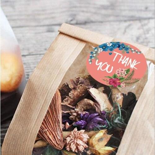 500pcs per roll Round Flower Thank You Garland Stickers Seal Labels HandMade Gift Wedding Decor