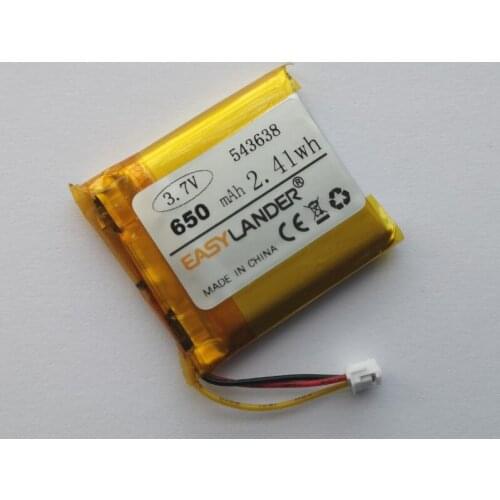 543638 650mAh 3.7V Lithium polymer Battery With plug For Pet GPS Hunting dog GPS DVR MP3 MP4 Replace DESAY 543638