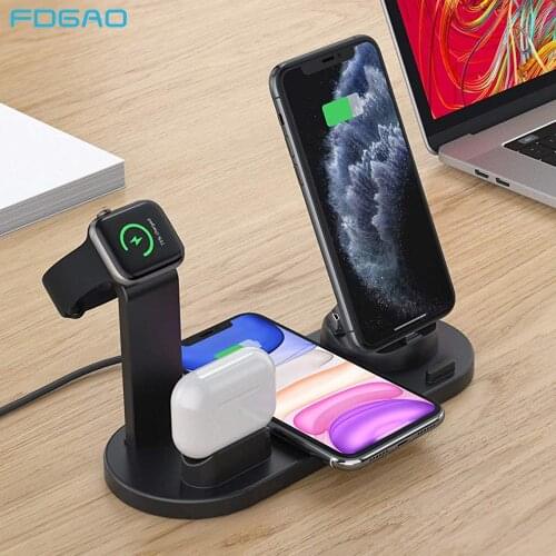 3 in 1 Wireless Charger for iPhone 11 Pro Samsung S20 S10 Qi Fast Charging Dock Station for Apple Watch iWatch 6 5 4 3 2 Airpods