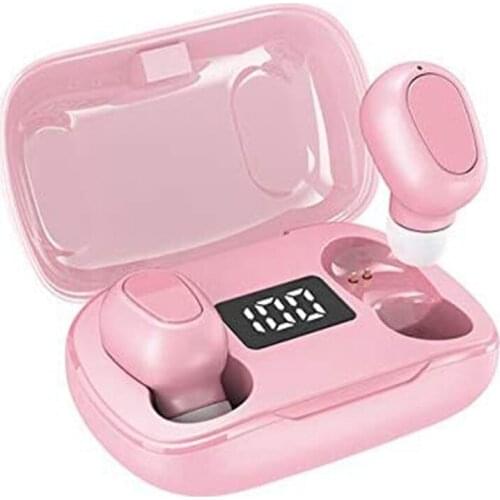 Bluetooth 5.0 Earphone Wireless LED Display TWS Stereo Sport Waterproof Stereo Earbuds Headset Headphone-Pink