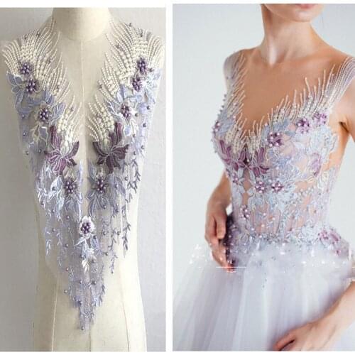 Large size Embroidery flower sew on patch applique for wedding/evening dress clothing decoration sewing on patches for clothing