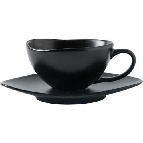 Cups & Saucers Simple Nordic Cup Solid Black High Quality Bone China Creative With Spoon Afternoon Coffee Set