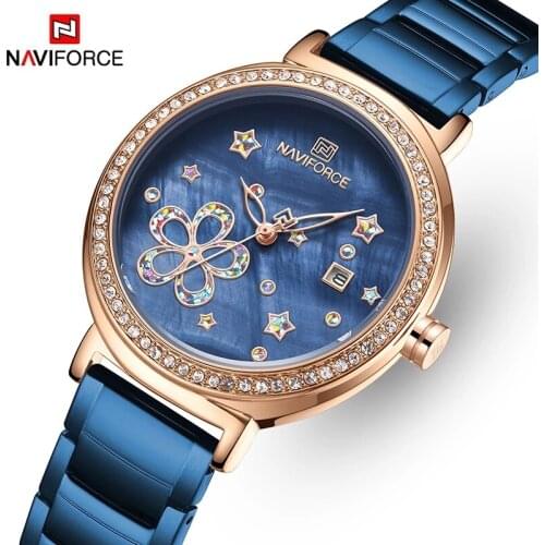 New NAVIFORCE Women Watches Luxury Fashion Quartz Ladies Wrist Watch Stainless Steel Waterproof Girl Clock elogio Feminino