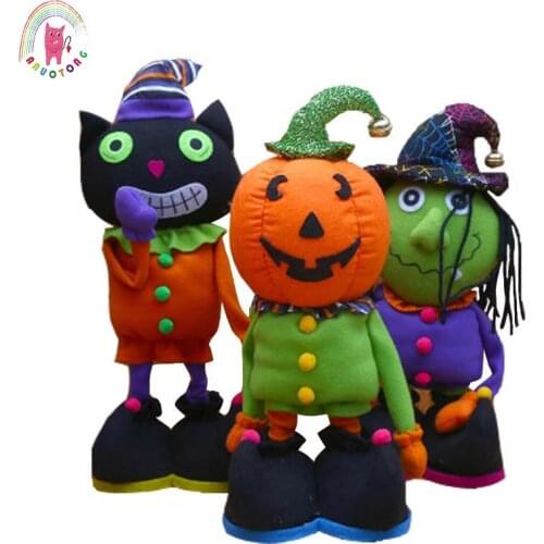 Halloween thriller night funny plush telescopic doll black cats ghosts pumpkins witch Kuso soft toy children birthday gifts