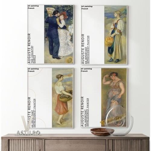 Auguste Renoir Gallery Exhibition Museum Retro Poster Figure Nordic Modern Wall Art Bedroom Home Decor Canvas Quality Painting
