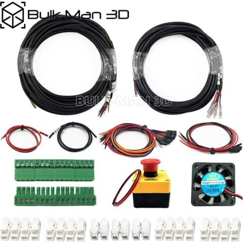 GRBL cable wiring combo Shielded Cable+DC Power Cable+Dupont Wire+Ground Wire+Fan+E-Stop for GRBL controller on CNC machine Mill