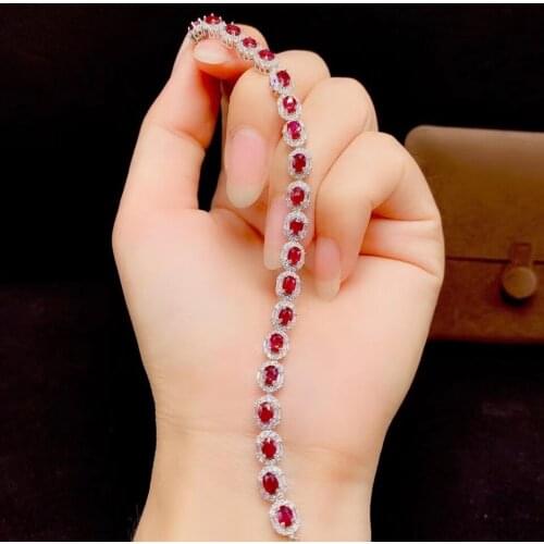 KJJEAXCMY fine jewelry S925 sterling silver inlaid natural ruby new Girls vintage hand Bracelet Support test Chinese style