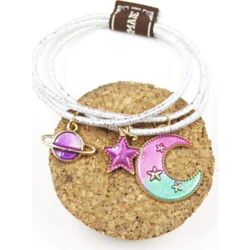 1PCS Creative Moon Starry Sky Elastic Hair Bands For Girls Headband Scrunchy Korean Fashion Kids Hair Accessories For Women 2019