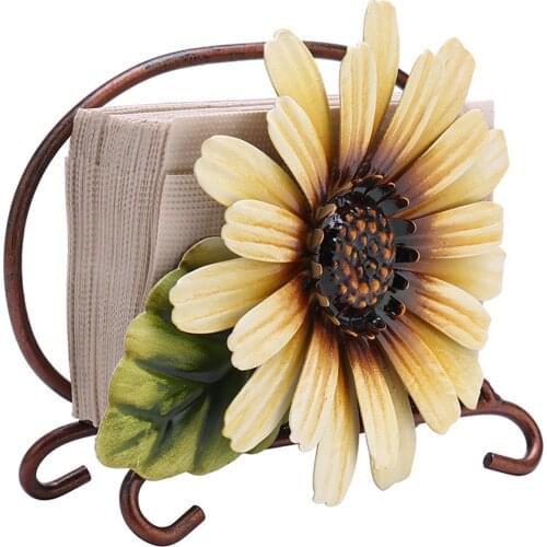 Creative Flower Napkin Holder Metal Retro Paper Towel Stand Table Storage Rack Decoration for Home Kitchen Bedroom SCIE999
