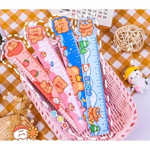 Cute Cartoon Ruler Scale Magnetic Soft Drawing Tool Straight Ruler Measuring School Office Supplies High Quality Student Kid