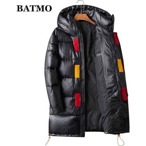 2019 new arrival winter high quality 80% white duck down hooded long jackets men,print letters waterproof parkas men. B55