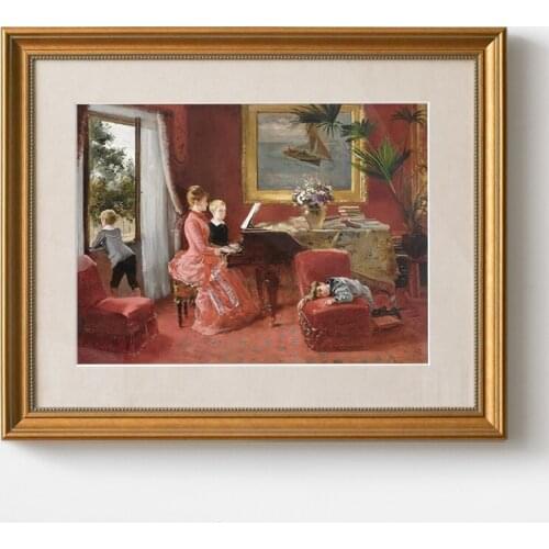 Wall paintings High-end impressionist character decoration painting with European retro golden frame