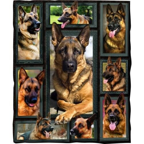 German Shepherd Fleece Blanket 3D full printed Wearable Blanket Adults/kids Fleece Blanket Sherpa Blanket Drop Shipping