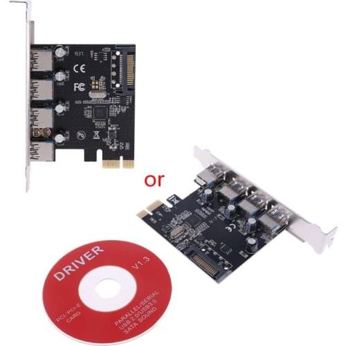 PCI-E PCI Express To USB 3.0 VIA Chip SATA Interface 4 Port Adapter Converter Card for Desktop Windows XP/2003/Vista/Win7/Win8/W