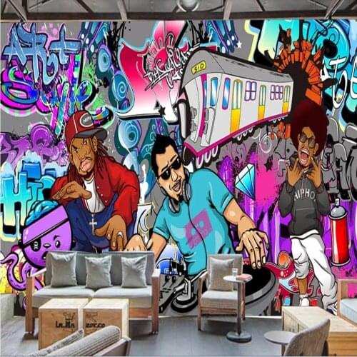 Custom Photo Wallpaper Mural Europe Graffiti Hip Hop Rock Music Bar Wall papel de parede wallpapers for living room
