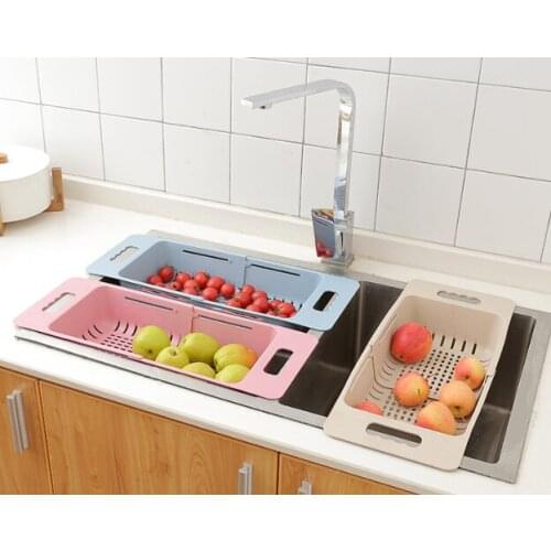 Adjustable fruit and vegetable cleaning convenient kitchen does not take up space storage basket drain J05