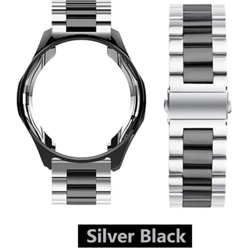 Stainless Steel Strap+case 20mm 22mm strap For samsung gear S3 Frontier band Galaxy watch 46mm 42mm TPU plated protective case