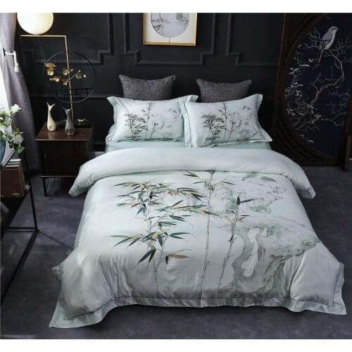 Luxury Digital Printing 60S Egyptian cotton Bedding sets Queen King Pastoral Duvet cover Bed sheet set Pillowcases 4pcs Bamboo