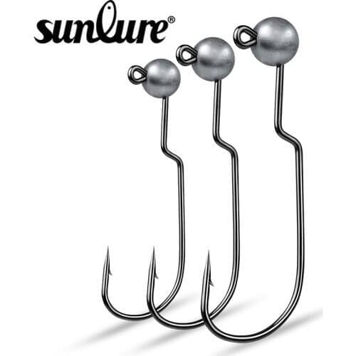 Sunlure 50pcs/lot Worm Fishing Hooks Jig Big Bass Hook High Carbon Steel Crank Barbed Hook for Soft Fishing Lure Fishing Tackle