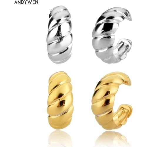 ANDYWEN 925 Sterling Silver Big Screw Ear Cuff Earring Piercing Rock Punk Non Piercing Clips Earcuff 2020 Rock Punk Jewelry