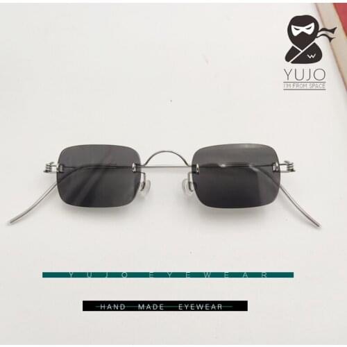 Manual frameless glasses dark gray prescription myopia Sunglasses