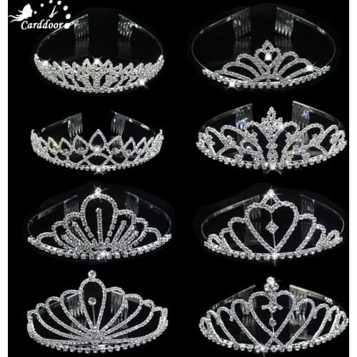 Carddoor Bridal Crowns Headband Tiaras Hair-Jewelry Flower Crystal Wedding-Hair Accessories Bridesmaid Party Crown