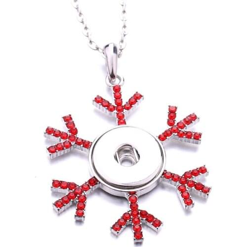 XH357 Christmas snowflake 18mm snap button necklaces & pendants DIY Jewelry