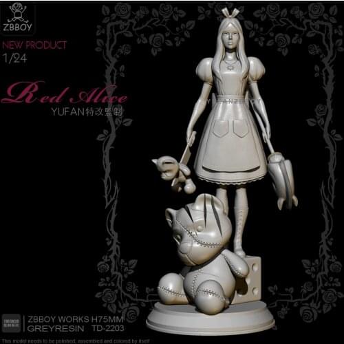 1/24(75mm) Resin Figure Kits Dark Alice self-assembled TD-2203