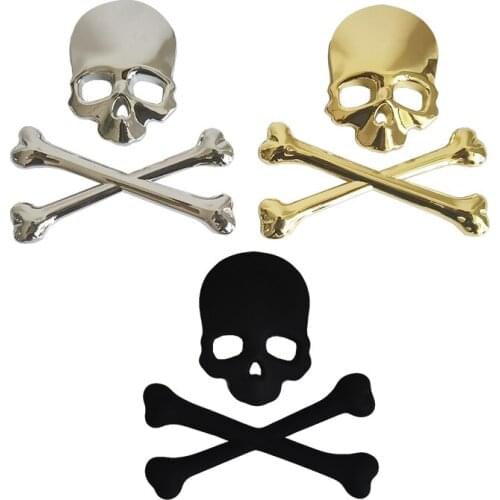 1 Pcs Fashion 3D Skull Zinc Alloy Metal Car Sticker for Car Motorcycle Logo Skull Emblem Badge Car Styling Stickers